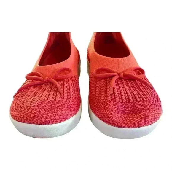 FitFlop Uberknit Women's Bow Flats, Coral/Fuchsia, Slip On Comfort Sneakers US 5 - Picture 5 of 8